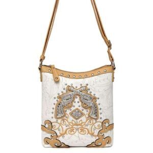 Rhinestone Classic Natural Beige Messenger Bag